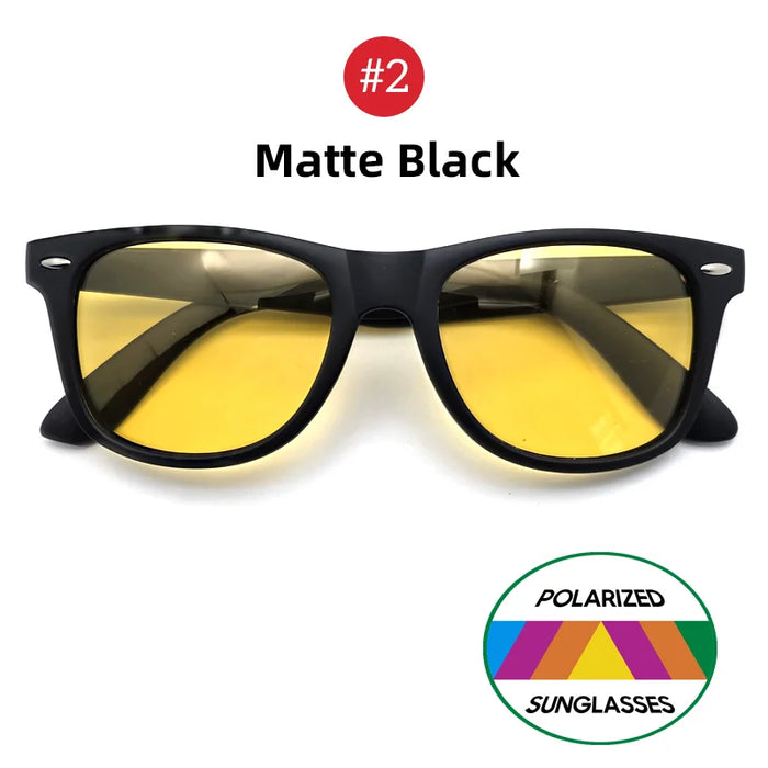 VIVIBEE Classic Night Vision Glasses Men Square Polarized Lenses UV400 Yellow Sunglasses for Women 2026 Driving Goggles
