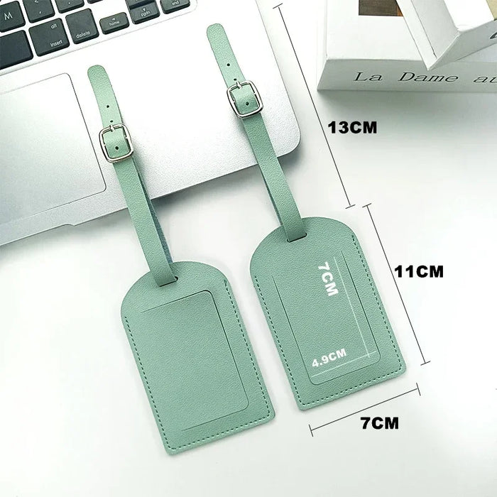 PU Leather Boarding Bag Tag Travel Luggage For Women Men Suitcase Identifier Label Baggage Name ID Address Holder Accessories