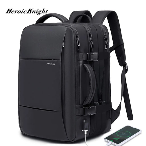 Mochila de viaje para hombre Heroic Knight, mochila de negocios, mochila escolar, expandible, con puerto USB, de gran capacidad, para portátil de 15.6 pulgadas, impermeable