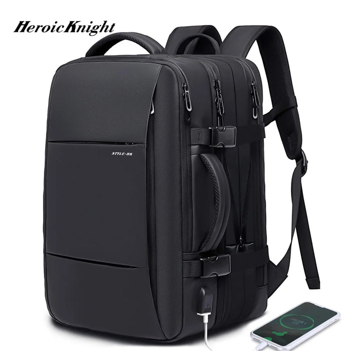 Sac à dos de voyage Héroïque Chevalier pour homme, sac à dos d'affaires, sac d'école extensible, avec port USB, grande capacité, pour ordinateur portable 15,6 pouces, imperméable