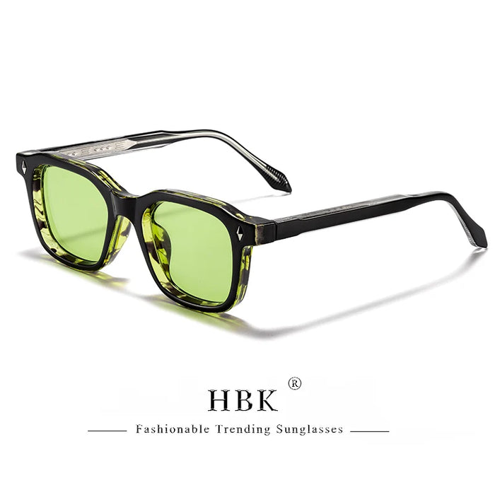 HBK Elegant Square Men's Sunglasses Fashion Frame Vintage Temple Tips Women's Travel Business Party Gift Glasses UV400