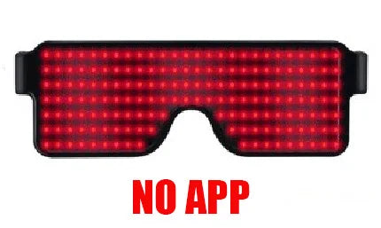 Gafas de Fiesta LED Bluetooth con Control de Aplicación, Idiomas Personalizados, Carga USB, Gafas Luminosas Intermitentes, Gafas de Sol para Conciertos de Navidad