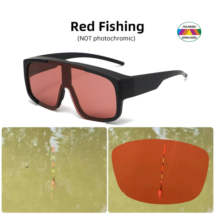 VIVIBEE Grandes lunettes polarisées à porter par-dessus des lunettes de soleil photochromiques pour hommes, conduite, UV400, pêche, extérieur, femmes, verres miroirs foncés