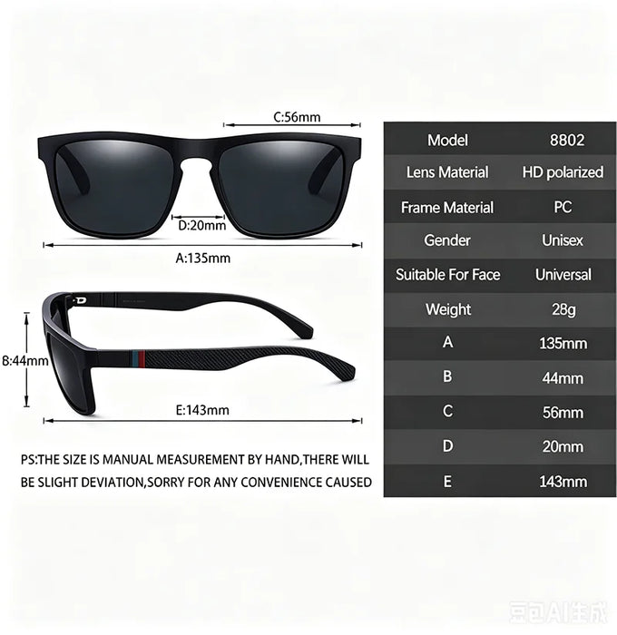 KIDIN Fashion Square Vintage Polarized Sunglasses Men Women Retro Driving Fishing Sun Glasses UV400 Eyewear
