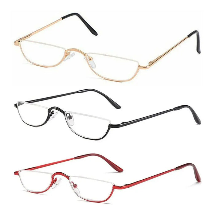 New Half Moon Metal Spring Hinge Reading Glasses Half Frame Ultra Light Resin Eyeglasses Vision Care +1.00~+4.0 Diopter