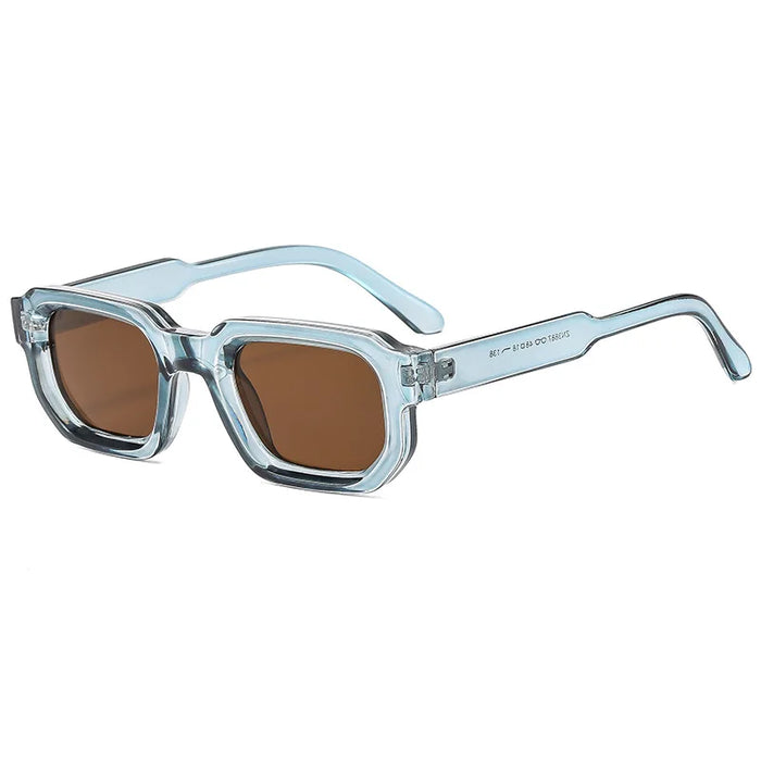 Lunettes de soleil pour hommes avec rivets carrés à la mode, style punk vintage, dégradées, pour femmes, verres verts tendance, protection UV400