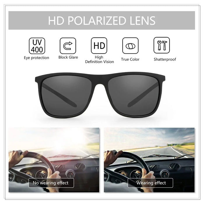 ZENOTTIC Lunettes de Soleil Carrées Polarisées pour Homme Ultralégères en Fibre de Carbone Lunettes de Soleil pour Conduite Pêche Golf Sports Protection UV400