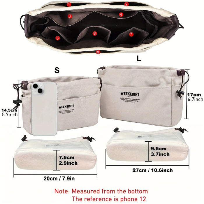Sac de rangement en toile avec cordon de serrage, 1/2 pièces, organisateur multi-poches, léger, portable, pour voyage