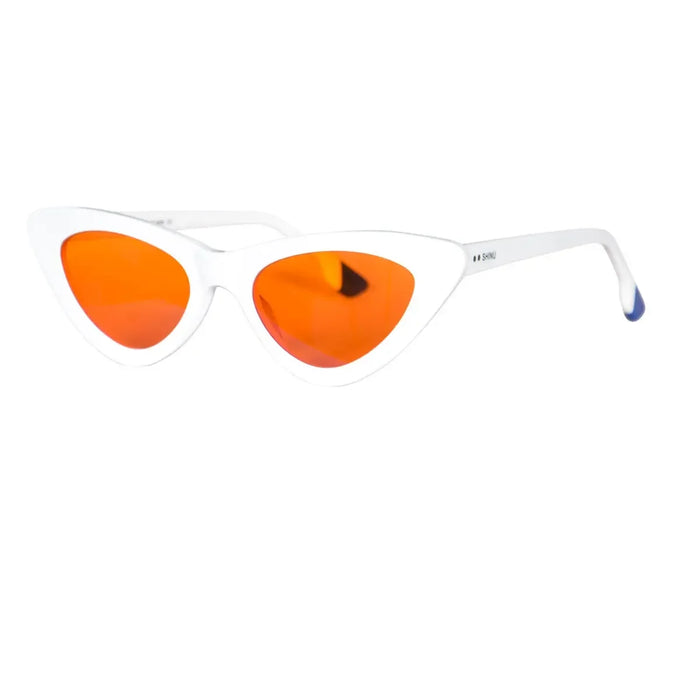 SHINU Sleep Better vintage cat eye glasses women acetate glasses red orange clear lens blue light lock for women y2k eyeglasses