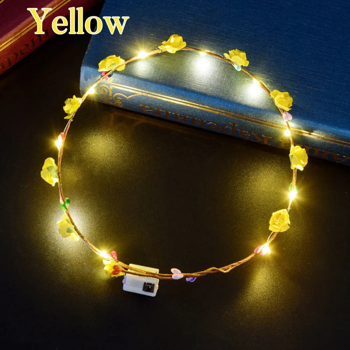 10-300Pcs LED Flower Crowns Light Up Headbands Glowing Flower Crown Garland Glow in the Dark Headband for Wedding Party favors