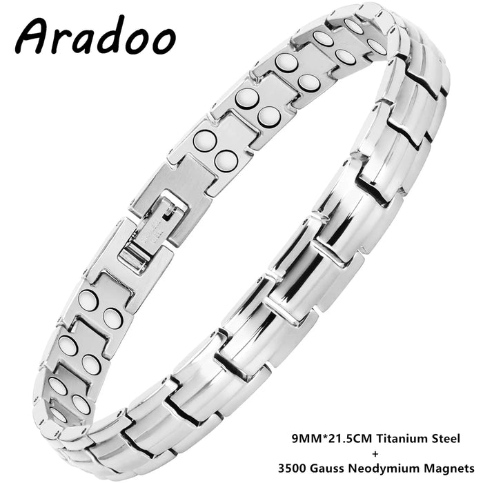 ARADOO Preumium Pure Copper Bracelet for Men Women Double Row Magnetic Therapy Wristband Jewelry Gifts