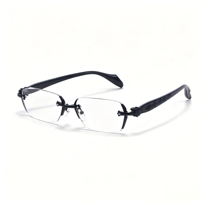 Gafas de lectura unisex cuadradas sin montura metálicas, estilo ejecutivo para una visión clara, diseño cómodo y ligero