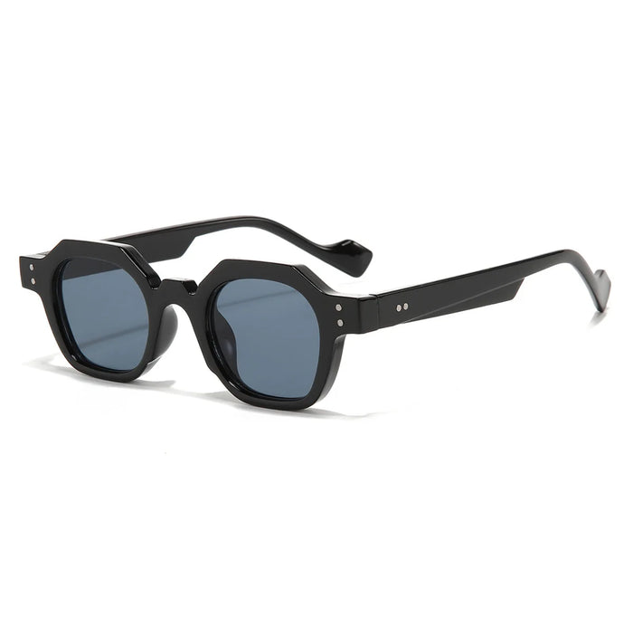 Vintage Polygon Square Women Sunglasses Fashion Hexagon Clear Ocean Lens Shades UV400 Men Rivets Sun Glasses Oculus