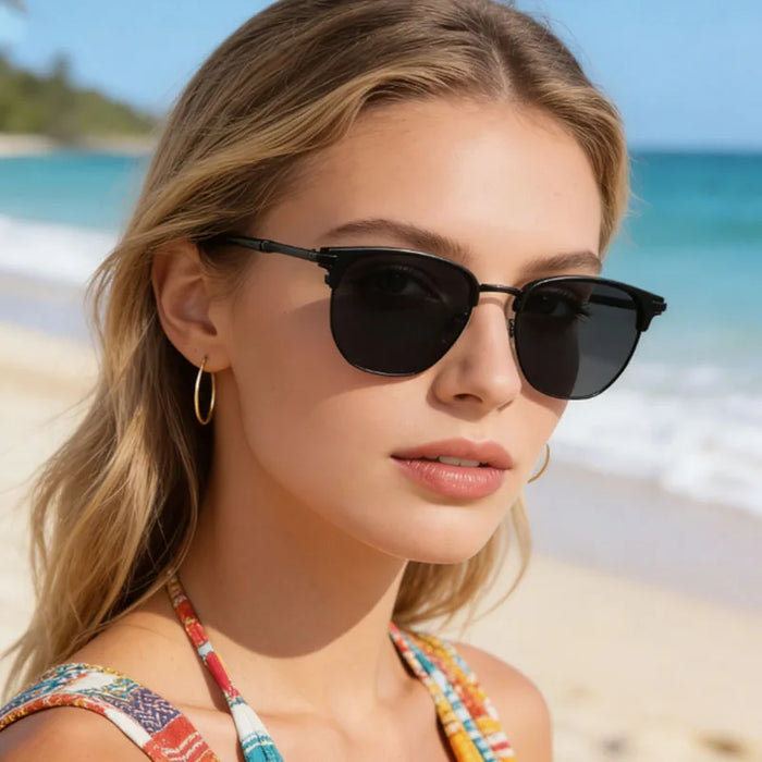 Lunettes de soleil carrées vintage en métal pour hommes et femmes, lunettes de protection UV400 tendance rétro unisexe