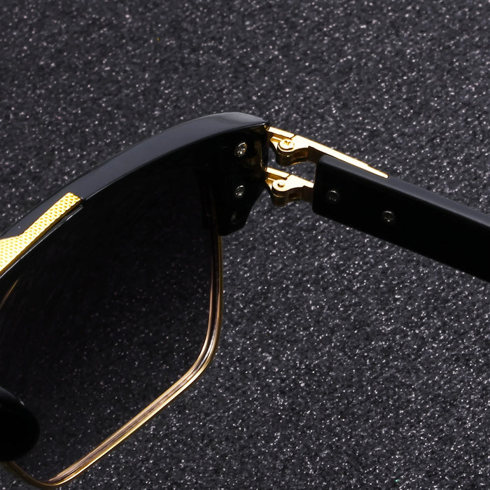 Lunettes de soleil carrées à double pont Black Gold, lunettes de conduite légères de luxe pour hommes d'affaires