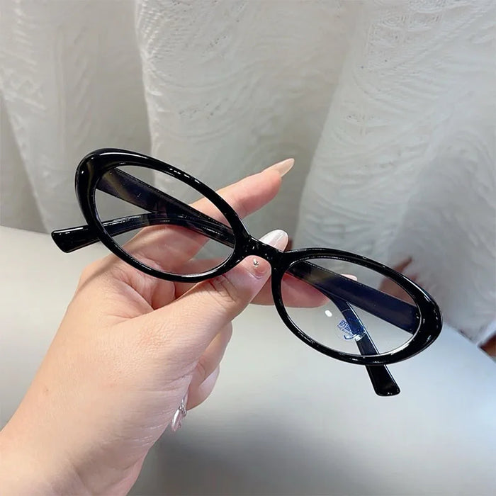 Fashionable and Simple Women's Retro Small Oval Glasses with Anti-Blue Light Ultra-Light and Comfortable Frame
