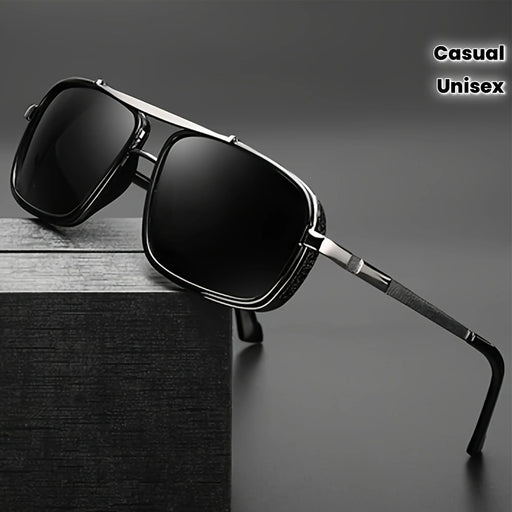 Gafas de sol retro de metal con doble puente para hombres y mujeres, unisex para negocios, conducir, decoración casual