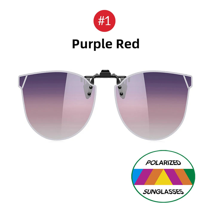 Gafas de sol de mujer VIVIBEE estilo ojo de gato degradadas con clip, gafas de sol polarizadas de gran tamaño para conducir de mujer, gafas moradas