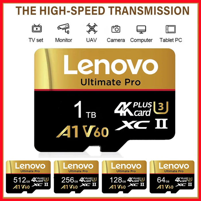 Secure Lenovo Memory Card TF Cards SD Cards Micro TF SD 128GB 1TB 256GB 32GB V10 Compatibility Device V30 for Camera / Android