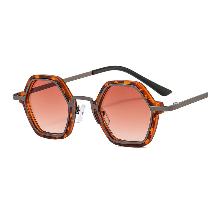 Retro Polygon Square Sunglasses Women Fashion Clear Ocean Lens Eyewear Men Trending Punk Hexagon Sun Glasses Shades UV400 Oculus