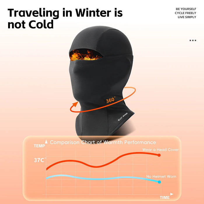 WEST BIKING Winter Thermal Balaclava High Elastic Breathable Windproof Cycling Headgear Fleece Bike Helmet Liner Sports Mask