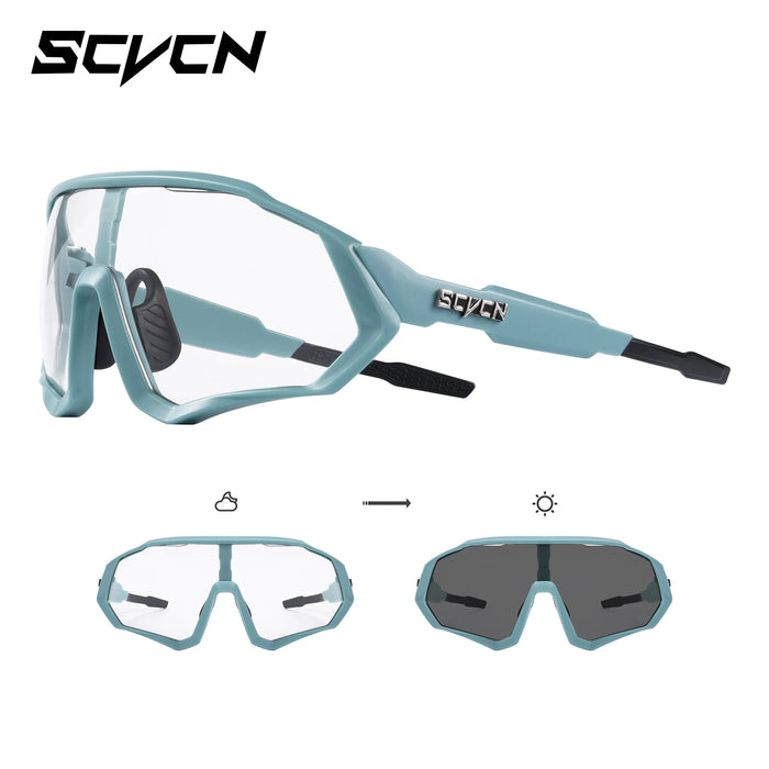 SCVCN Photochromic Cycling Sunglasses Outdoor Sports Running Drving Glasses Road MTB Bicycle Goggles  UV400 Safety Bike Eyewear