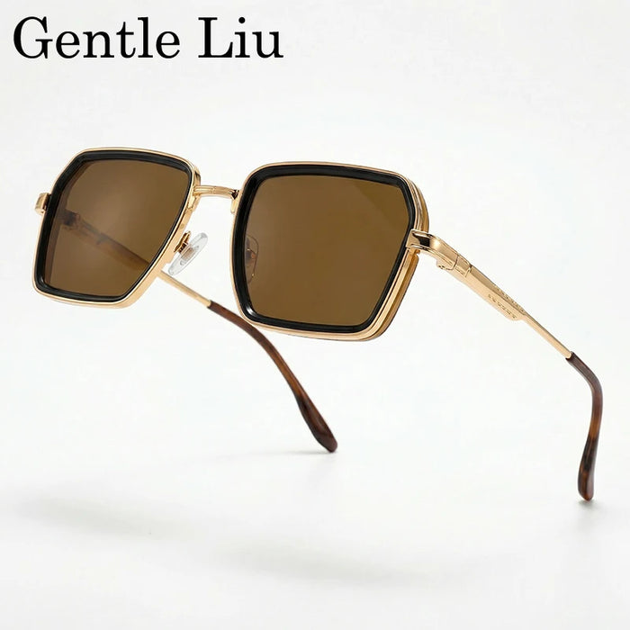 Steampunk Polygon Polarized Sunglasses Men 2026 Luxury Brand Change Color Sun Glasses For Male Driving Eyewear Metal Frame Shade