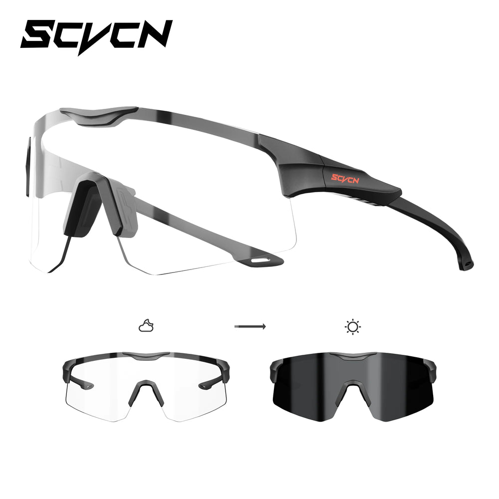 SCVCN Photochromic Sport Sunglasses Night Riding Glasses Men Women Outdoor Travel Driving Fishing Hiking Bike Cycling Eyewear