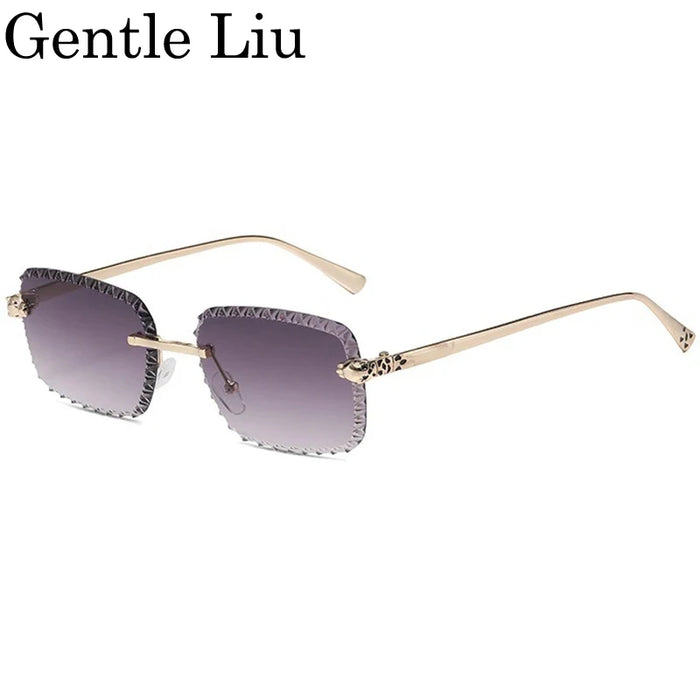 Gafas de sol retro cuadradas sin montura para hombre 2026, de marca de lujo, sin marco, estilo punk, rectangulares, para hombre, con borde recortado, protección UV400