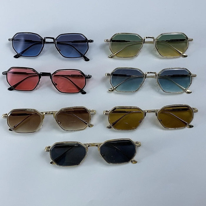 Lunettes de soleil punk octogonales rétro pour hommes 2026, monture métallique carrée de luxe, vintage, verres solaires dégradés UV400, style Steampunk