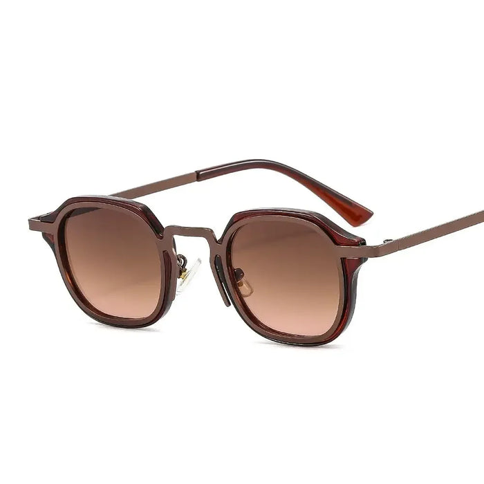 Fashion Small Square Sunglasses for Women Men Retro Tea Brown Punk Shades Vintage Trendy Driving Sun Glasses