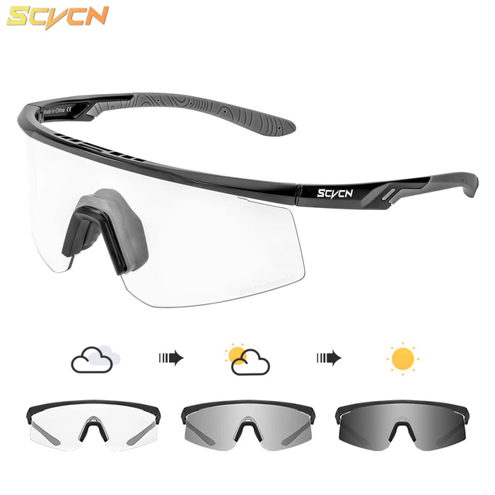SCVCN Outdoor Photochromic Sunglasses Men Women Bicycl Cycling Glasses Sports MTB Driving Bike Eyewear Hiking UV400 Goggles New