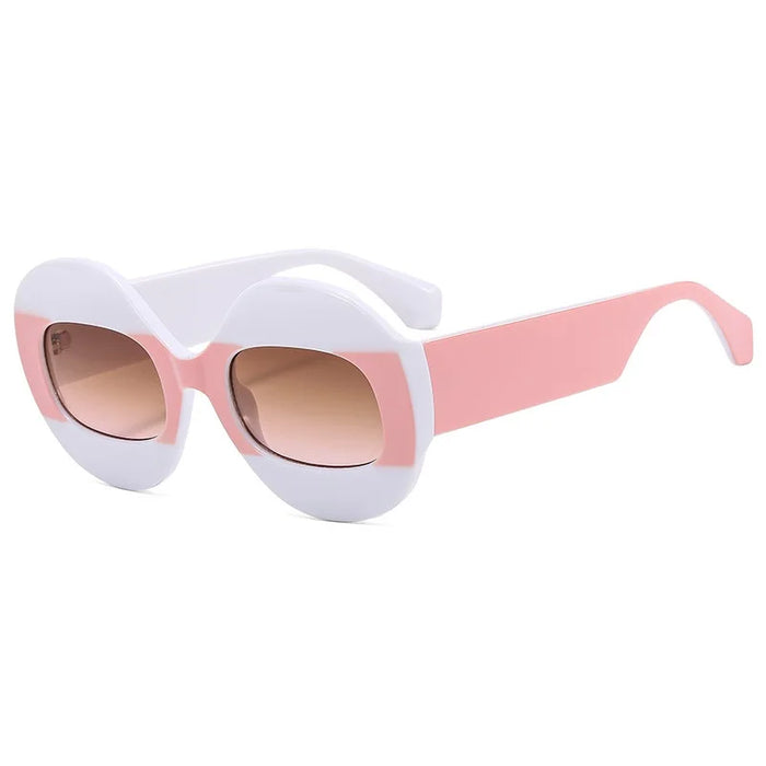 Gafas de sol de mujer de moda redondas con contraste de color, retro ovaladas, lentes transparentes degradadas UV400, gafas de sol modernas estilo punk para hombre