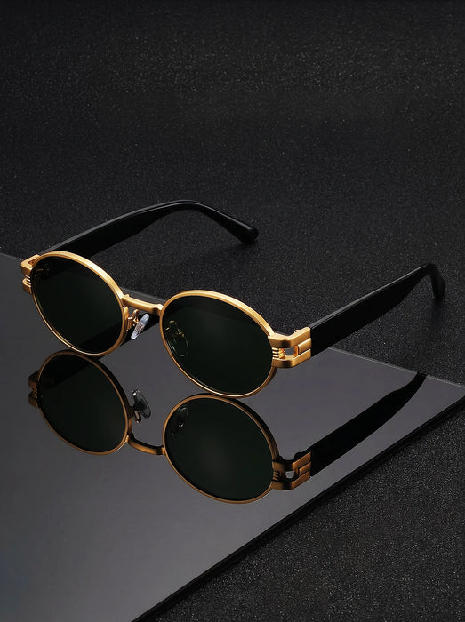 VIOLA MAG Retro Oval Sunglasses for Men Women, Vintage Small Round Polarized Sun Glasses, UV400 Protection Fashion Shades with F