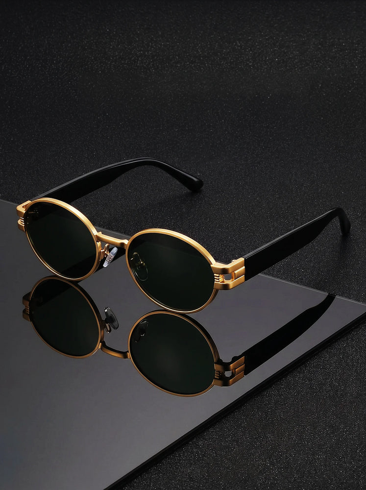 VIOLA MAG Retro Oval Sunglasses for Men Women, Vintage Small Round Polarized Sun Glasses, UV400 Protection Fashion Shades with F