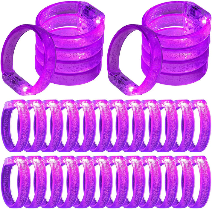 24 bracelets lumineux à LED clignotants pour poignet, bracelets phosphorescents pour fêtes, mariages et carnavals