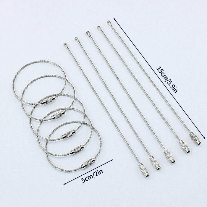5-20pc Llavero de alambre Cuerda Mosquetón Equipo de camping Cable de acero inoxidable Bucle Tornillo Anillo de bloqueo Llavero Hebilla캠핑용품 땡처리