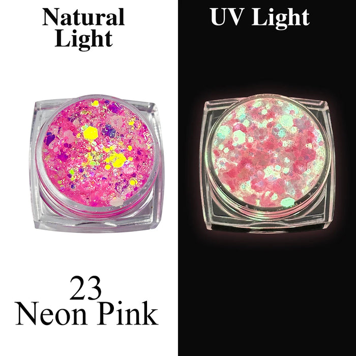Luminous Glitter Gel Face Body Art Makeup UV Glow in The Dark Waterproof Long Lasting for Party Rave Festival Cosmetic Tool