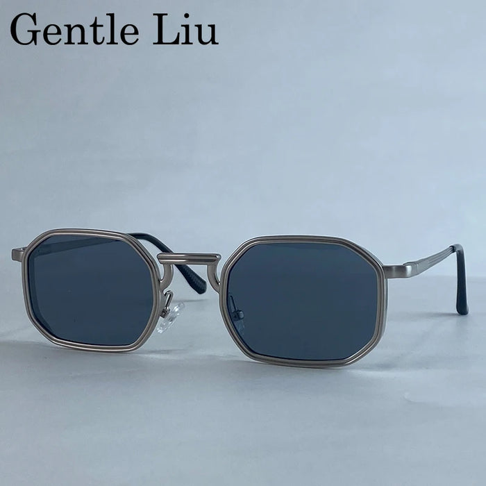 Steampunk Classic Rectangle Sunglasses Men 2026 Luxury Brand Punk Polygon Metal Frame Sun Glasses For Male Driving Eyewear Shade