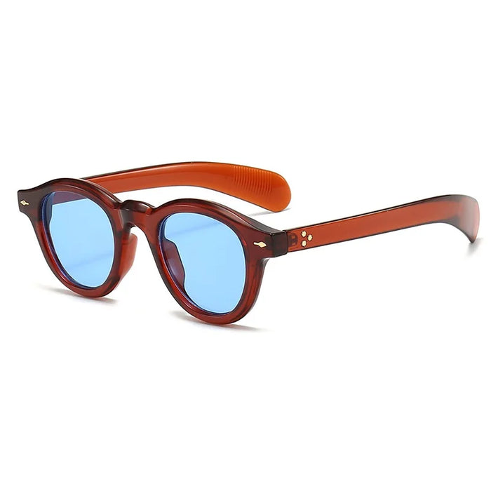 Petites lunettes de soleil rondes mode femme rétro transparent océan lentille nuances UV400 hommes rivets punk lunettes de soleil