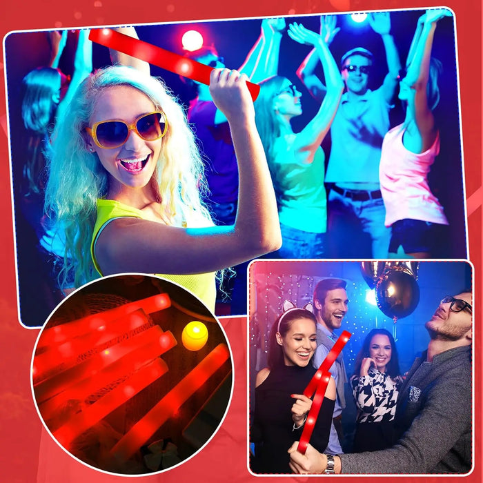 20/30pcs LED Glow Cheer Sticks Red Light Up Glow Sticks LED Foam Stick Wedding Wand Glow in The Dark Party Favors Supplies Raves