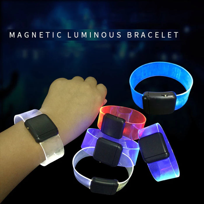 Upgrade 20/100/1000pcs Luminous Bracelet LED Sound Control Bracelets Wristbands Outdoor Sports Armband Glow Halloween Party
