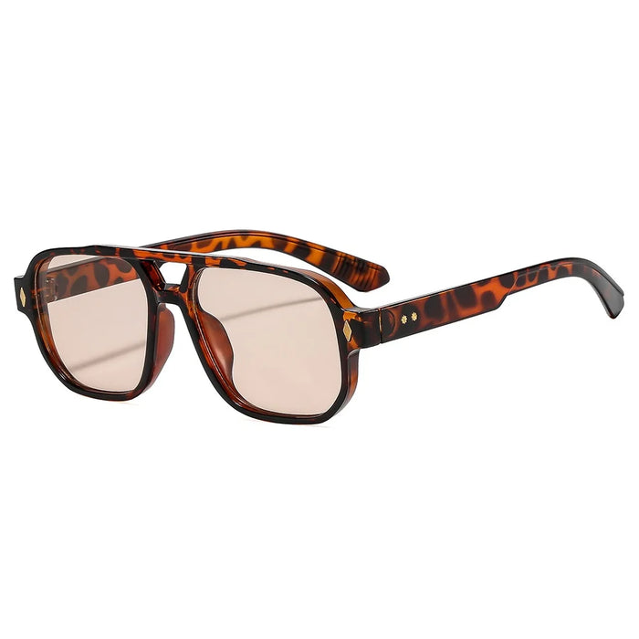 Ins New Retro Double Beam Square Women Sunglasses Luxury Brand Leopard Design Outdoor Versatile Trend Men SunGglasses UV400