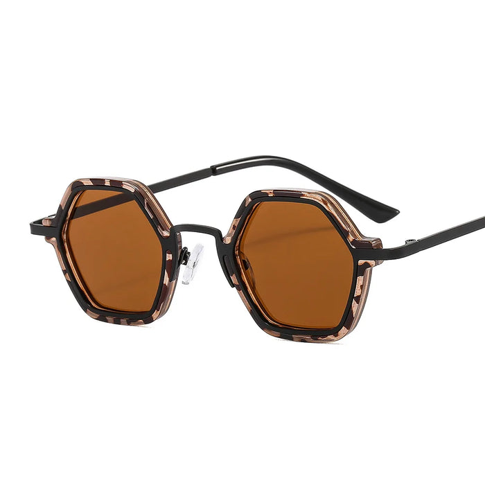 Retro Polygon Square Sunglasses Women Fashion Clear Ocean Lens Eyewear Men Trending Punk Hexagon Sun Glasses Shades UV400 Oculus