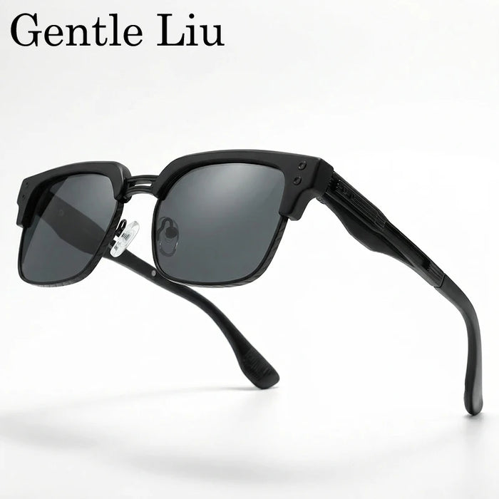 Retro Photochromic Classic Square Punk Sunglasses Men Metal Frame Driving Sun Glasses Male Vintage Luxury Brand Eyewear Shades