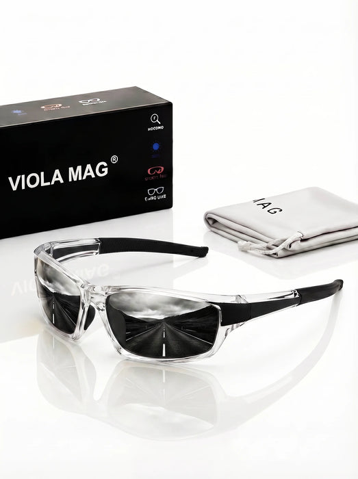 VIOLA MAG Premium Sports Sunglasses, Ultra-light TR90 Frame Wrap-around Glasses, Stylish Fishing Sunglasses, with Protective Cas