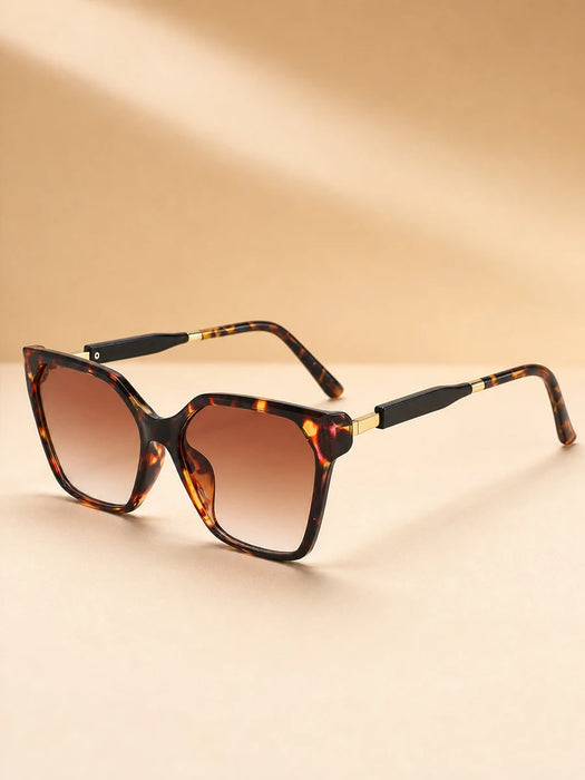 Gafas de sol de ojo de gato cuadradas de alta gama con costura de borde dorado en las patas, gafas de sol de lujo ligero para mujer