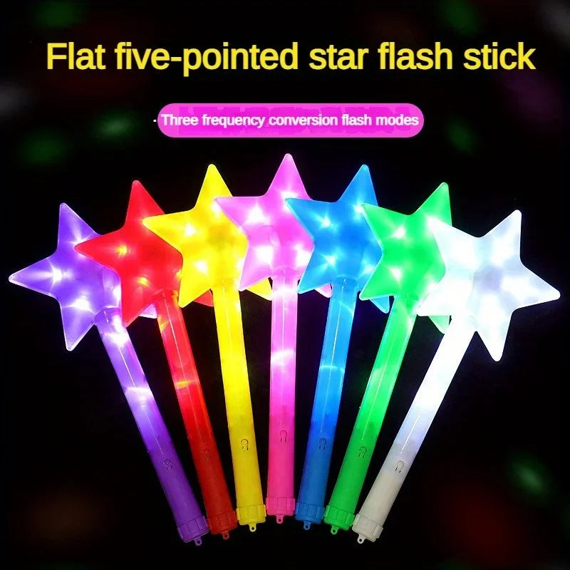 1pc LED Étoile à cinq branches Clignotante Lumineuse Baguette Lumineuse Colorée Fluo Princesse Cadeau Fête Anniversaire Fournitures