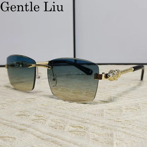 Small Rectangle Rimless Sunglasses Men 2026 Luxury Brand Frameless Metal Frame Sun Glasses For Male Classic Vintage Eyewear