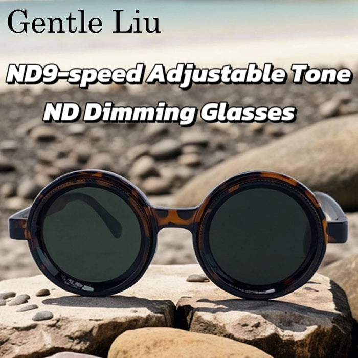 ND9 Gafas de sol polarizadas redondas con atenuación ajustable para hombre 2026, de marca de lujo, estilo punk, para pesca, gafas de sol para exteriores, protección UV400
